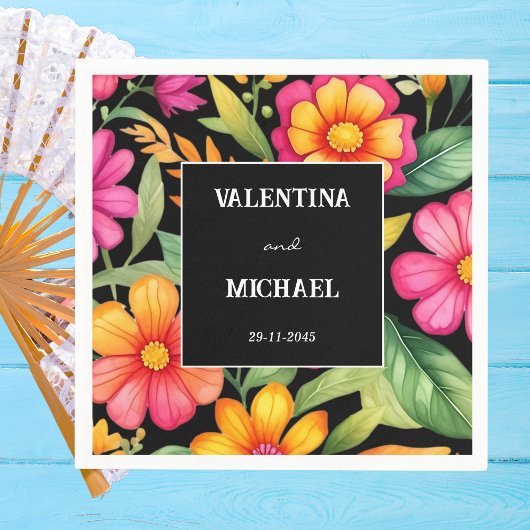Serviette En Papier Coloré Floral mexicain Mariage Fiesta