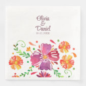 Serviette En Papier Coloré mexicain Floral Fiesta Mariage (Devant)