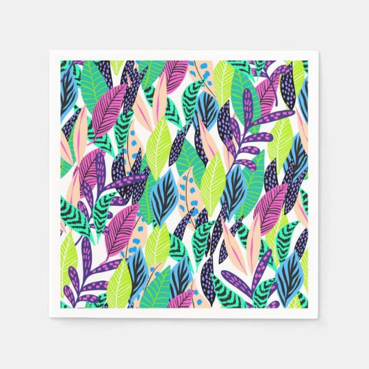 Serviette En Papier Coloré moderne Motif botanique tropical (Devant)