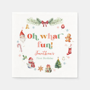 Serviette En Papier Coloré Oh Quel Amusant Premier Noël Anniversaire