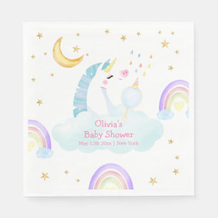 Serviette En Papier Coloré Rainbow Moon Star Unicorn Baby shower