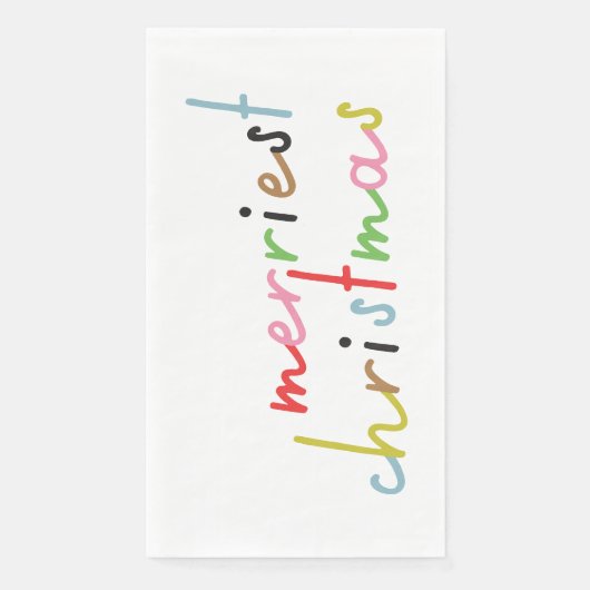 Serviette En Papier coloré rétro moderne Joyeux Noël (Devant)