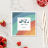 Serviette En Papier Coloré Retro Super Rainbow Joyeux anniversaire (En situation)