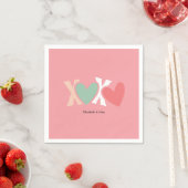 Serviette En Papier Coloré "XOXO" Saint-Valentin (En situation)