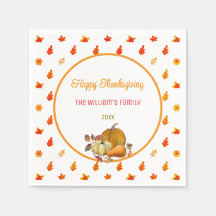 Serviette En Papier Colorée Automne Feuilles Motif Thanksgiving Party