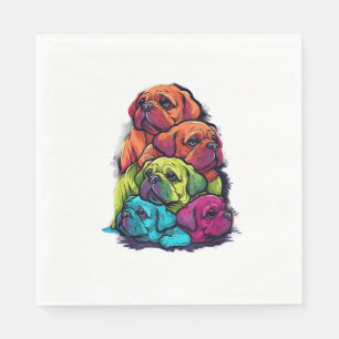 Serviette En Papier Colorée LGBT Pride Puggle Chien Pile