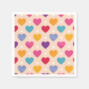 Serviette En Papier Colorée Pop Art Motif de coeur