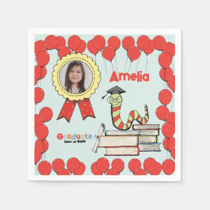 Serviette En Papier Colorful Bookworm Kids Graduation Party