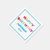 Serviette En Papier Colorful Bright Personnalisé Joyeux Anniversaire P (Coin)