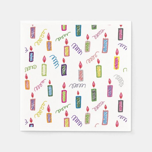 Serviette En Papier Colorful Candles Happy Birthday Napkins (Devant)