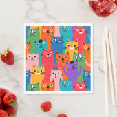 Serviette En Papier Colorful cats (En situation)