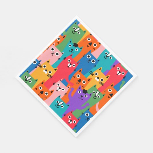 Serviette En Papier Colorful cats (Coin)