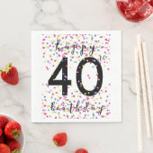 Serviette En Papier Colorful Confetti Joyeux 40e anniversaire (En situation)