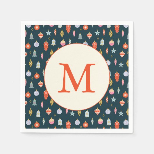 Serviette En Papier Colorful Custom Christmas Holiday Monogram (Devant)