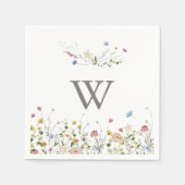 Serviette En Papier Colorful Dainty Fleurs sauvages Monogramme Mariage (Devant)