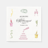 Serviette En Papier Colorful Drinks and Bottles Retirement Party (Devant)