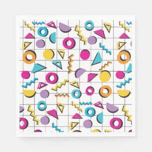 Serviette En Papier Colorful Eighties 80's Retro Motif géométrique