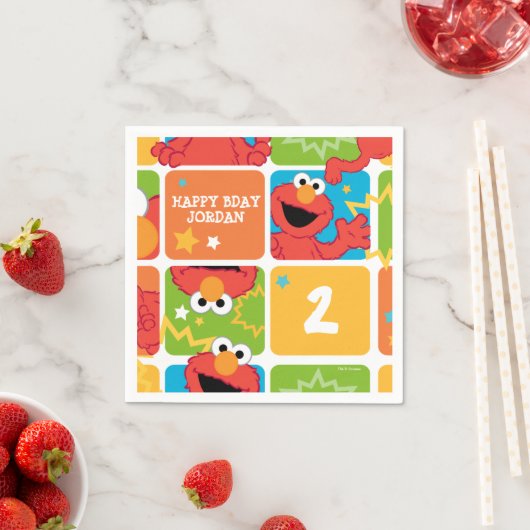 Serviette En Papier Colorful Elmo Grid Pattern (En situation)