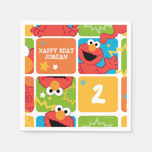Serviette En Papier Colorful Elmo Grid Pattern (Devant)