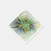 Serviette En Papier Colorful Fantasy Flower Modern Abstract Fractal (Coin)