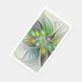 Serviette En Papier Colorful Fantasy Flower Modern Abstract Fractal (Coin)