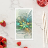 Serviette En Papier Colorful Fantasy Modern Abstract Flower Fractal (En situation)