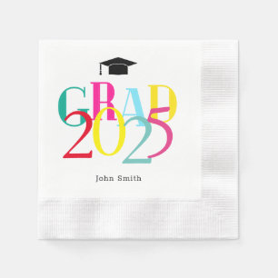 Serviette En Papier Colorful GRAD 2024 Graduation Party Custom