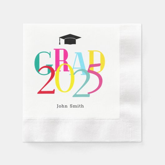 Serviette En Papier Colorful GRAD 2024 Graduation Party Custom (Devant)