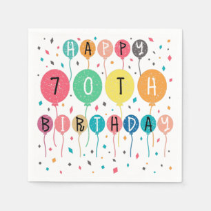 Serviette En Papier Colorful Happy 70e anniversaire