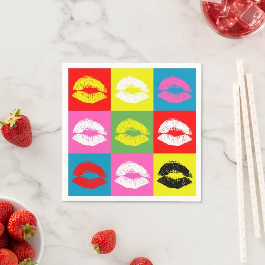 Serviette En Papier Colorful lips (En situation)