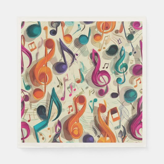 Serviette En Papier Colorful Music Pattern (Devant)