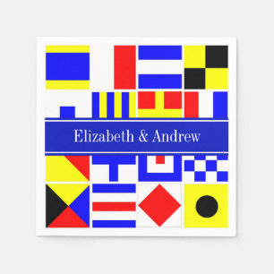 Serviette En Papier Colorful Nautical Signal Flags Royal Name Monogram