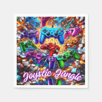 Serviette En Papier Colorful Neon Joysticks Pattern