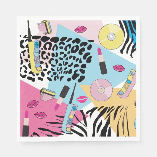 Serviette En Papier Colorful Retro 1990's Nineties Motif (Devant)