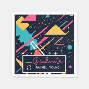 Serviette En Papier Colorful Retro 80's Graduation Party
