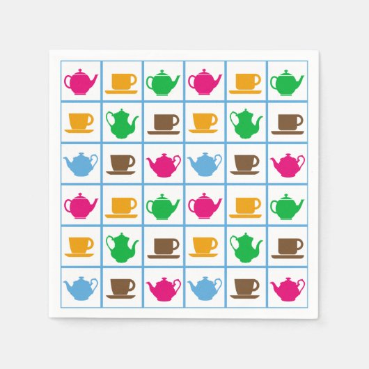 Serviette En Papier Colorful teapots (Devant)