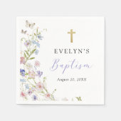Serviette En Papier Colorful Wildflower Meadow Girl Baptism (Devant)