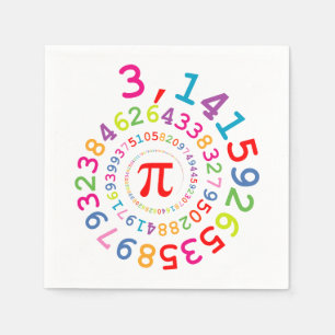 Serviette En Papier Coloris de couleurs originaux des chiffres Pi numé