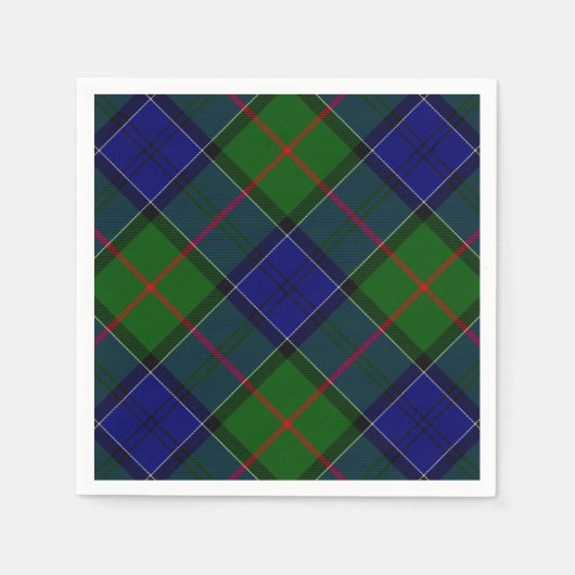 Serviette En Papier Colquhoun tartan bleu vert plaid (Devant)