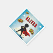 Serviette En Papier Comic Style Superhero Boy's Name Birthday (Coin)
