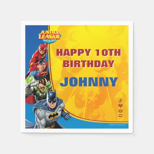 Serviette En Papier Comics DC | Justice League - Anniversaire (Devant)