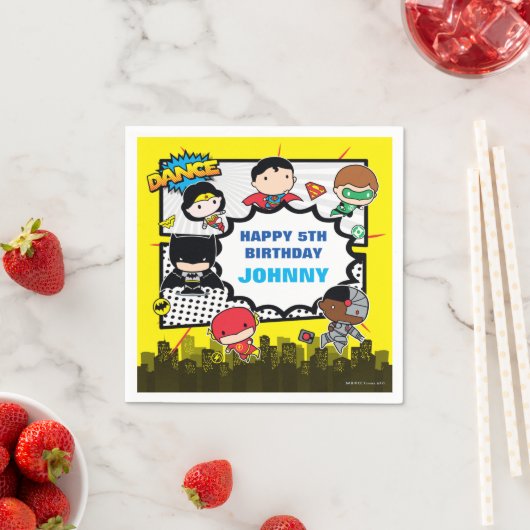 Serviette En Papier Comics DC | Justice League - Anniversaire de Chibi (En situation)