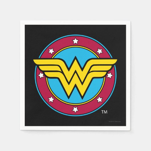 Serviette En Papier Comics DC | Wonder Woman Circle & Stars Logo (Devant)