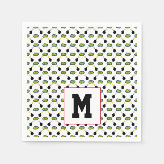 Serviette En Papier Comics Funny Superhero Boom Bomb Smart INITIAL (Devant)