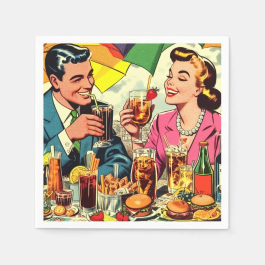 Serviette En Papier Comics Retro Couple Dracks (Devant)