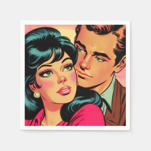 Serviette En Papier Comics vintage Love Couple