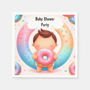 Serviette En Papier Comme Dreams Bleu Rose Donuts Et Diapers Baby show