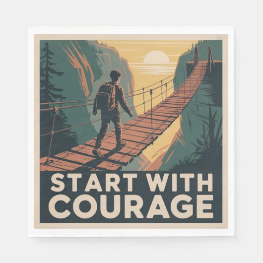 Serviette En Papier Commencez Avec Courage (Devant)