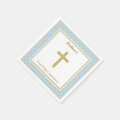 Serviette En Papier Communion bleu avec Pois d'or (Coin)