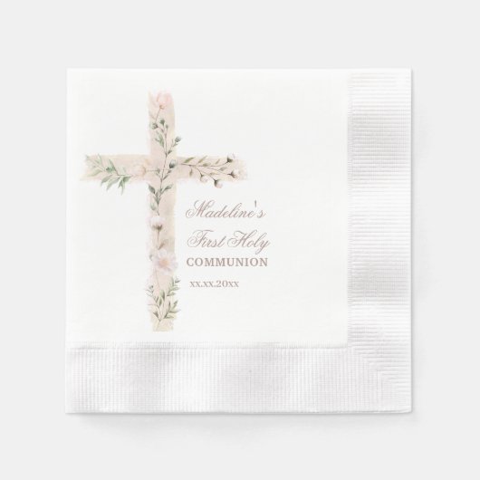 Serviette En Papier communion de la première croix sainte florale (Devant)